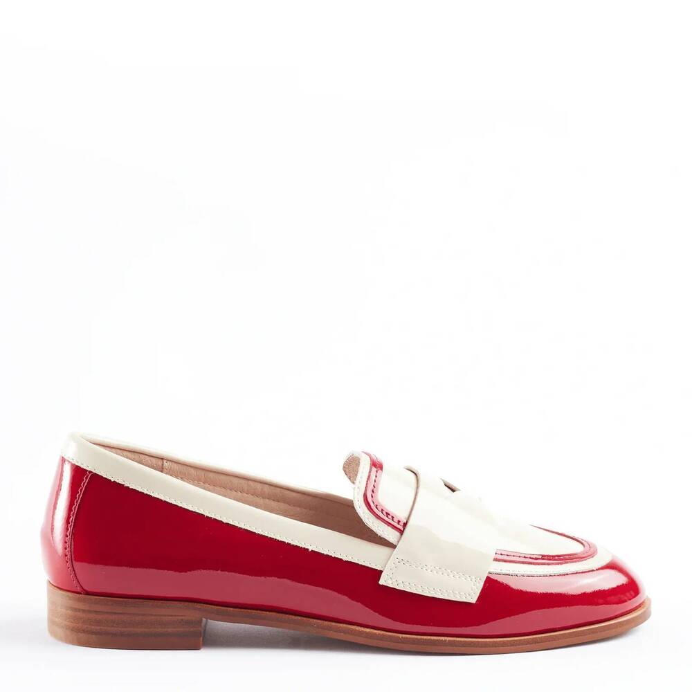 NEW CECELIA NEW YORK women's kali loafer in oat and red patent leather